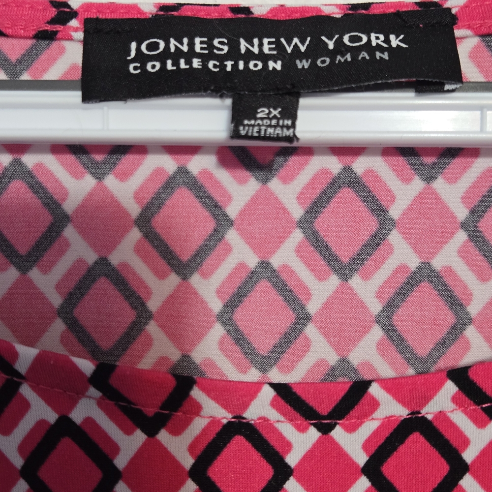 ❤️ Jones New York Pink Geometric Sleeveless Top- Size 2X - Picture 2 of 6
